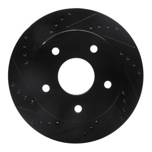 Dodge Ram 1500 Brake Rotor (1) - Front Left - R1 Concepts - Drilled & Slotted - Black - `00-`01